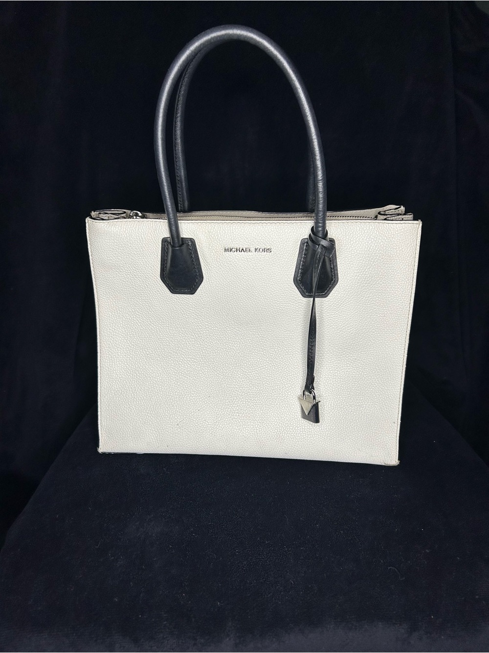 Michael Kors White, Black, Grey Mercer Leather Tote